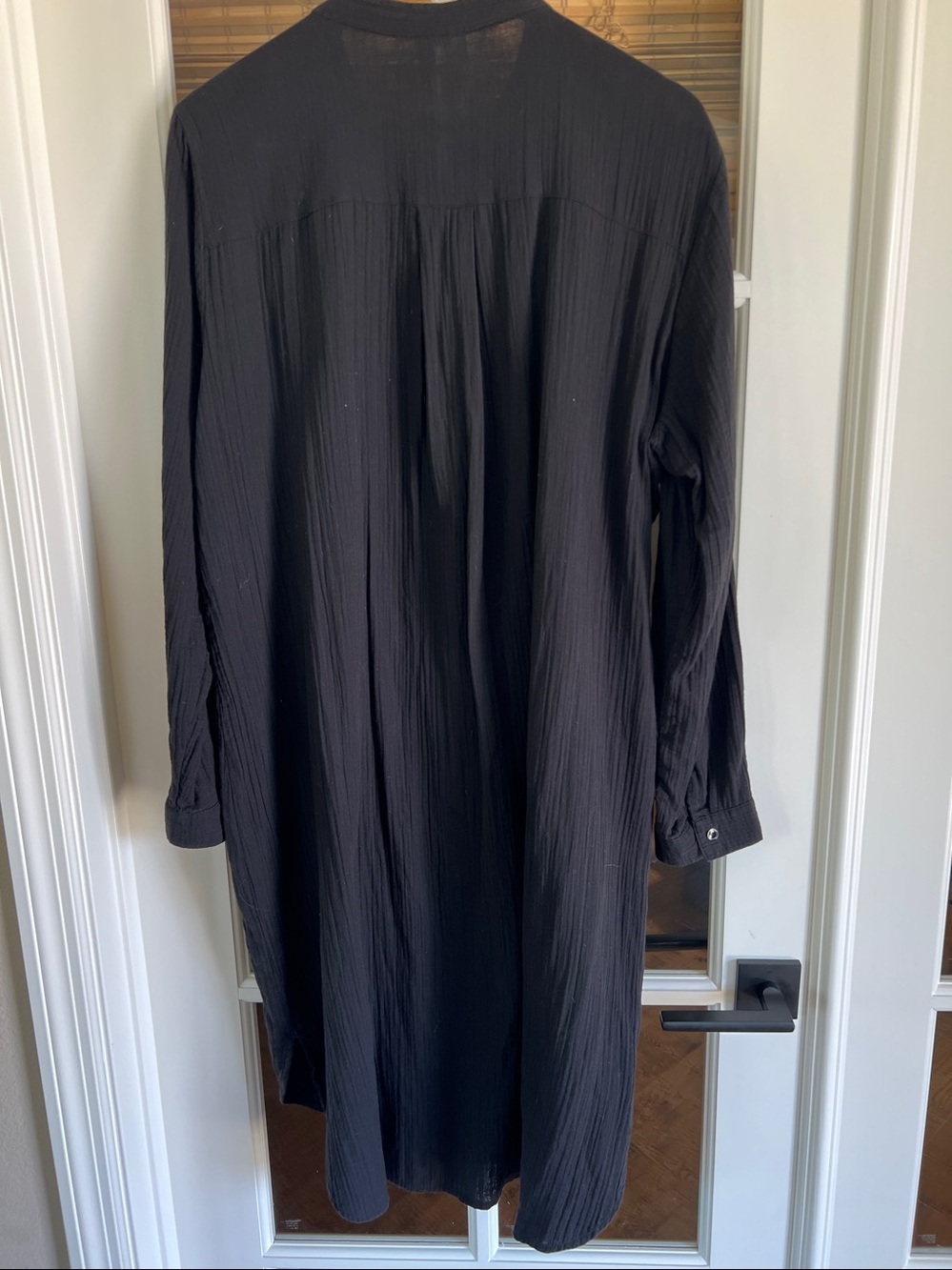Eileen Fisher Black textured gauze Button-Up Tunic Shirt Dress XL - Picture 2 of 5
